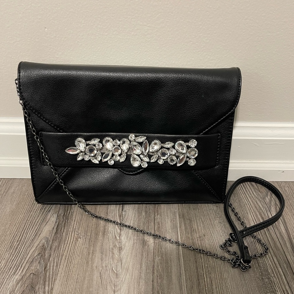 Black Leather INC Evening Clutch